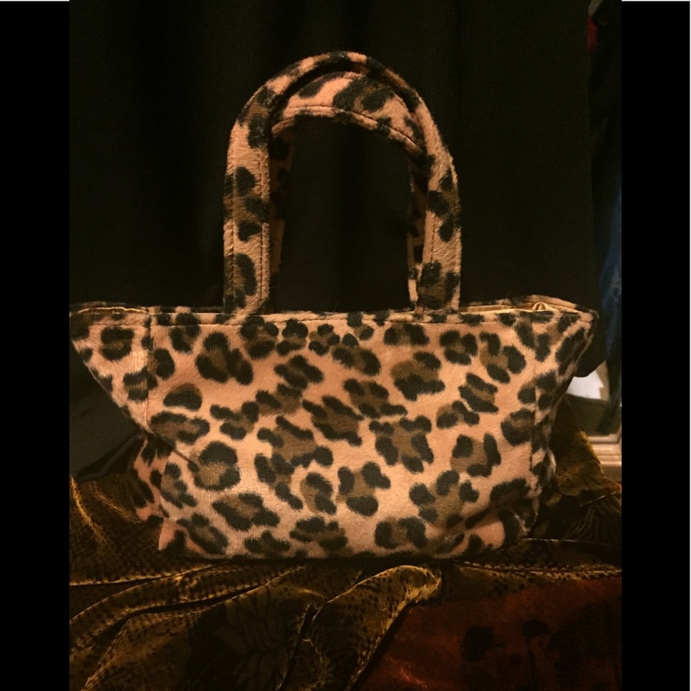 Furry Leopard Print Purse